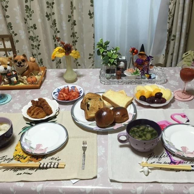 餅入り味噌汁で朝食