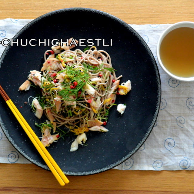 ほし菊を使って一足早く春色和え蕎麦~^^