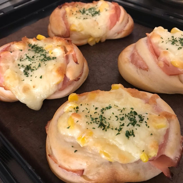 【今日焼いたパン☆ハムコーンパン＆あん食】