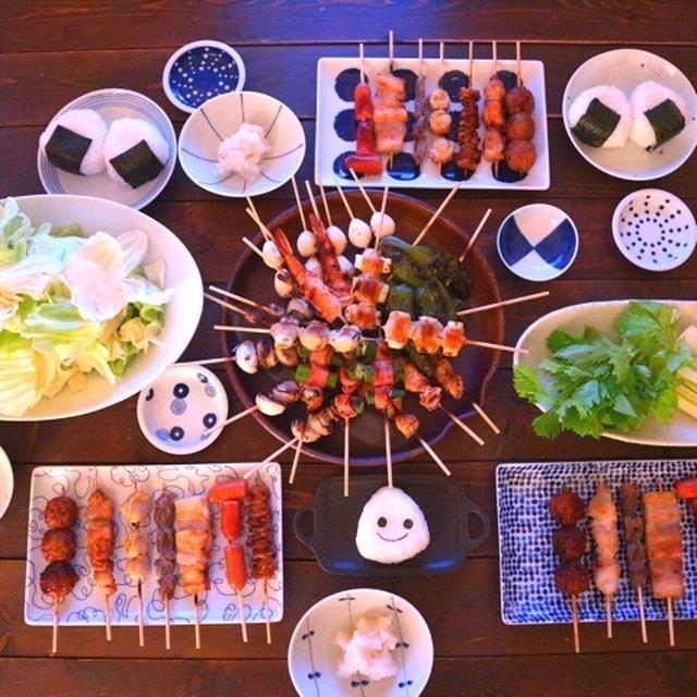焼鳥オンパレード＊顔むすびつき 夜ごはん