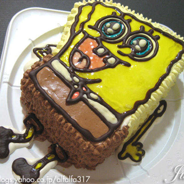スポンジボブのキャラクターケーキ レシピ レシピブログ