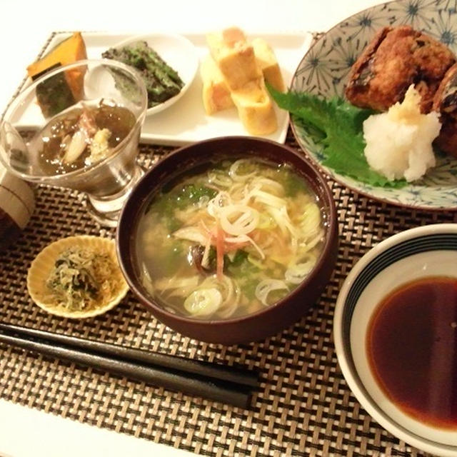 なすのはさみ揚げとか