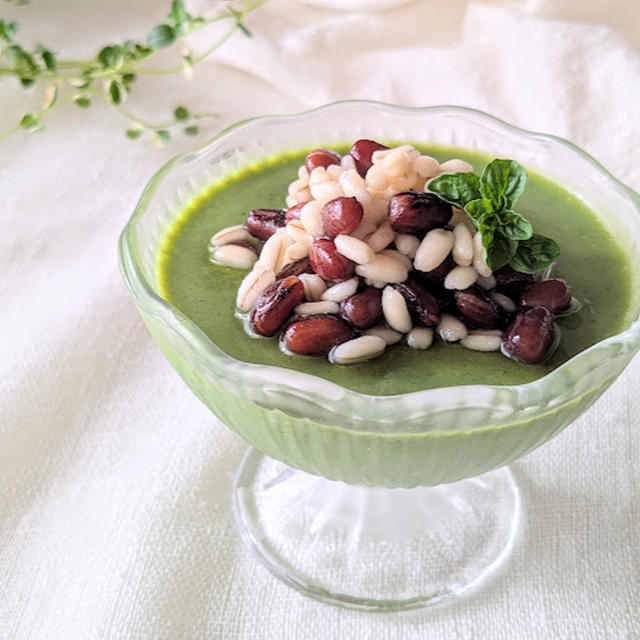 肌育スイーツに♪『甘酒と抹茶の豆腐プリンのもち麦ソース』の作り方【美肌レシピ】