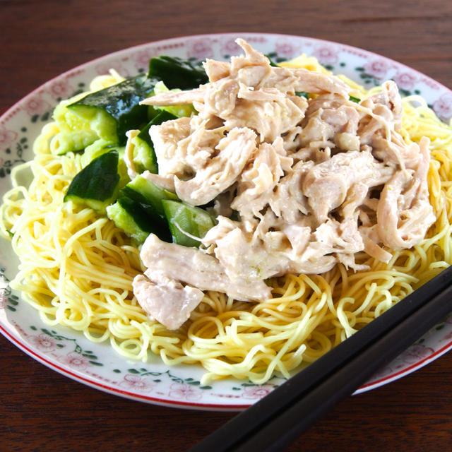 柚子こしょう×マヨで喰うがいい・・「モリモリ男のバンバンジー麺」