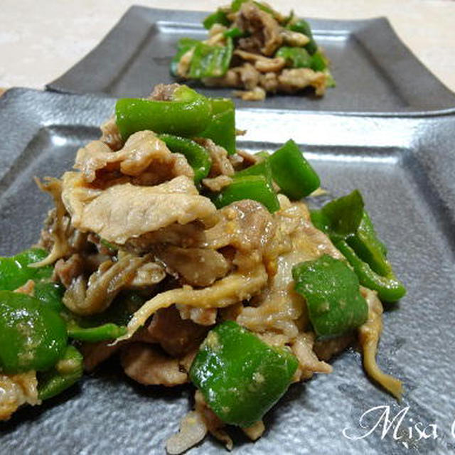 豚肉と舞茸とピーマンの味噌炒め