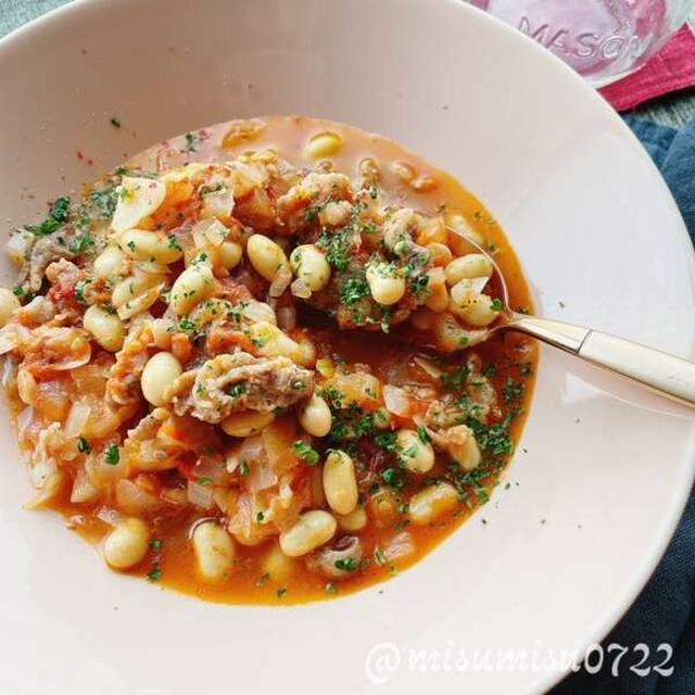 ホットクックで【ポークビーンズ】豚バラ蒸し大豆とフレッシュトマト