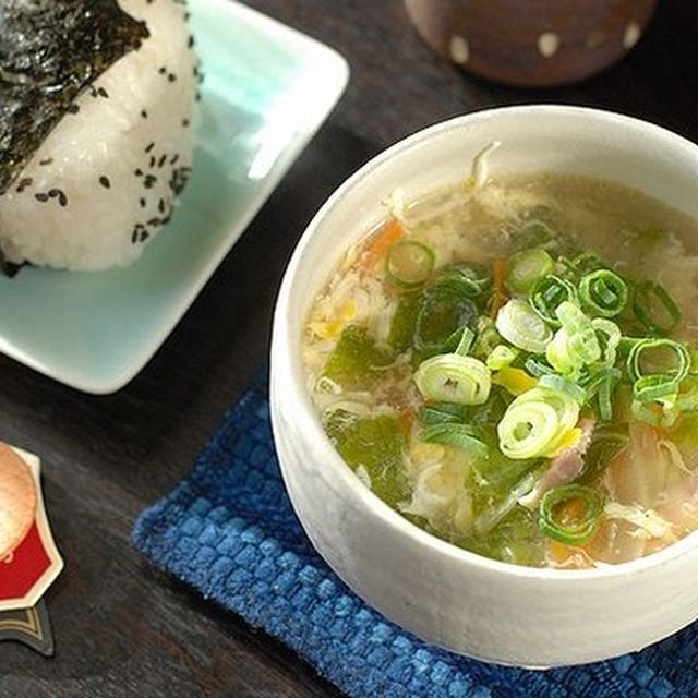 ほっこり～♡白菜と玉子の中華スープ【息子の朝ごはん】
