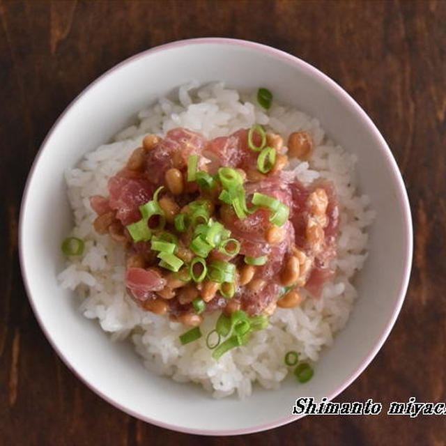 今日の のっけごはん～納豆マグロのっけごはん～