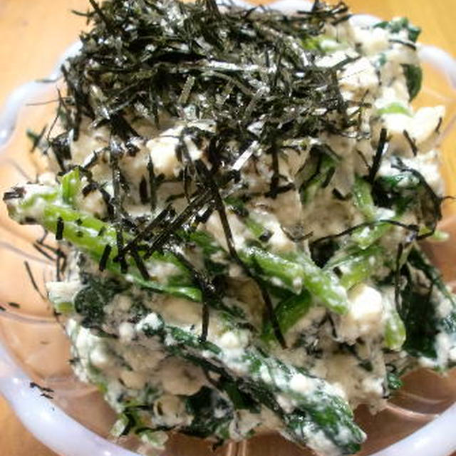 ほうれん草とじゃこの白和え♪