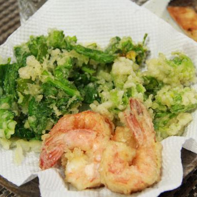 季節の野菜の天ぷらと猫