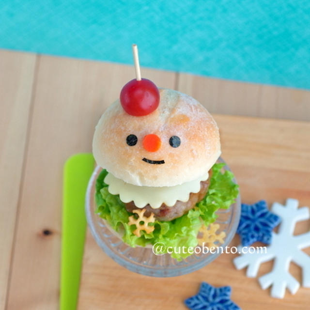 雪だるまバーガーと花パスタから雪の結晶の作り方