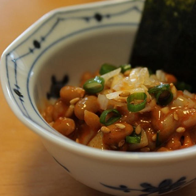 速攻おつまみ。海苔チャンジャ納豆