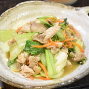 シャキシャキ食感♪豚肉とチンゲン菜の中華炒め