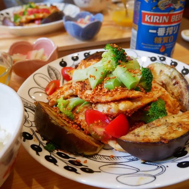 鶏むね肉のごまキムチ焼き、昨日の晩ごはん