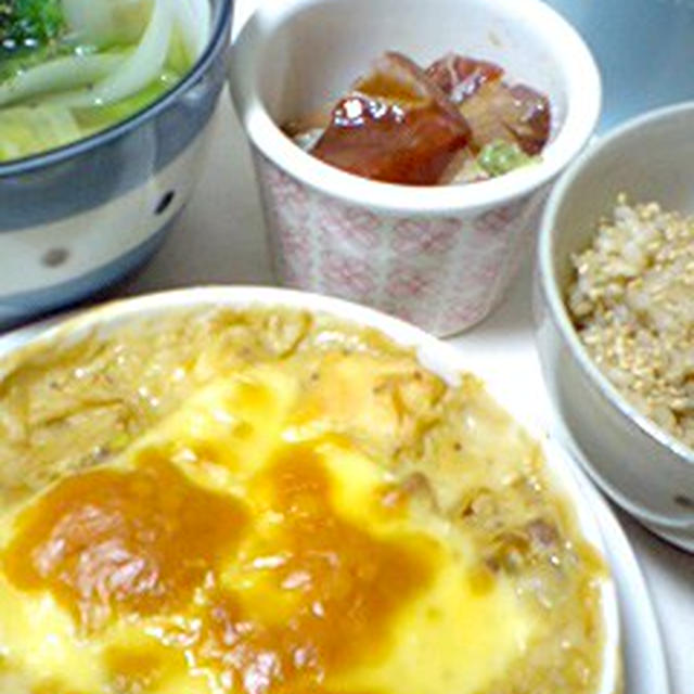 今日の晩ご飯、高野豆腐グラタン！