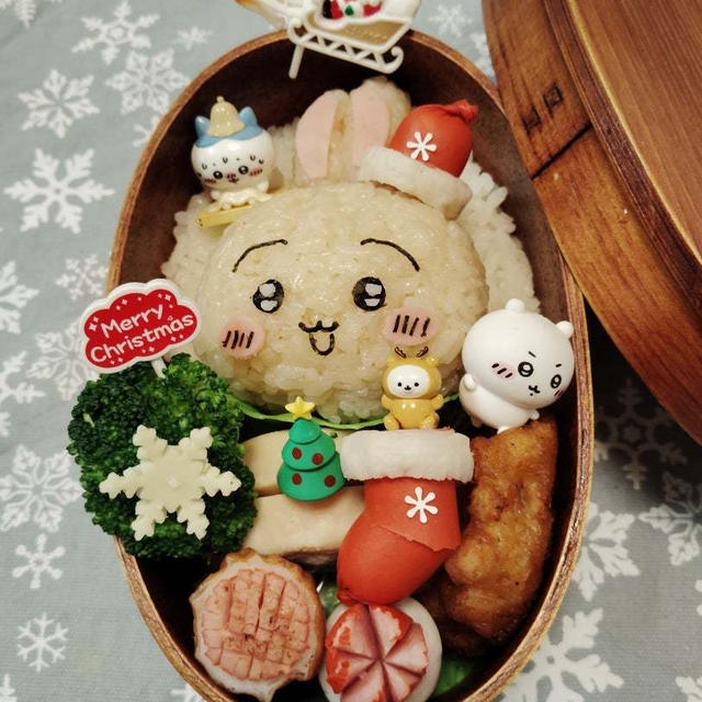 　ちいかわうさぎちゃんおにぎり弁当【わっぱ弁当箱】#平日お昼ご飯はお弁当or外食