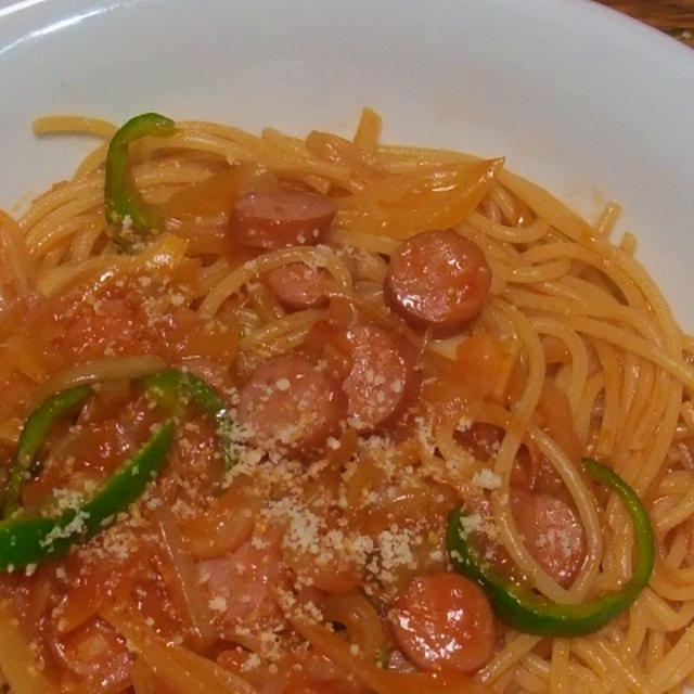 ナポリタンとサラダチキンとアボカドのわさび醤油和え