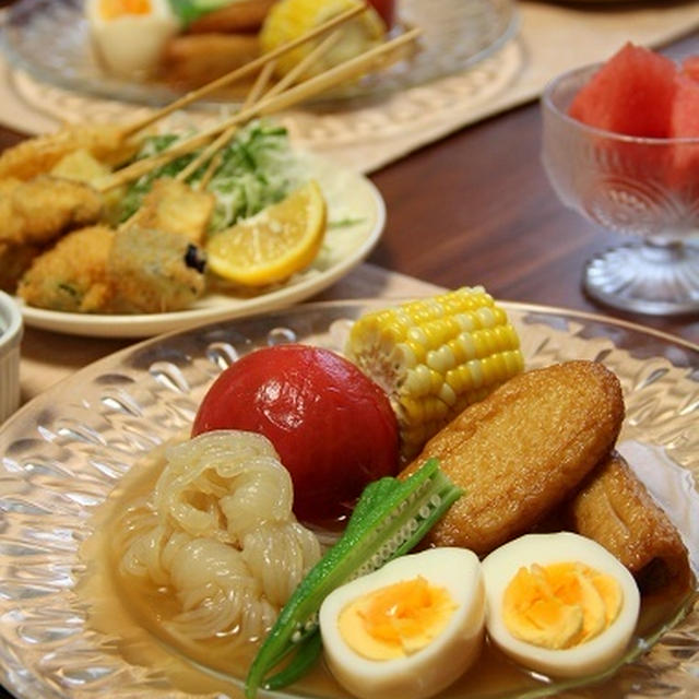 冷やしおでん と 野菜の串カツ。