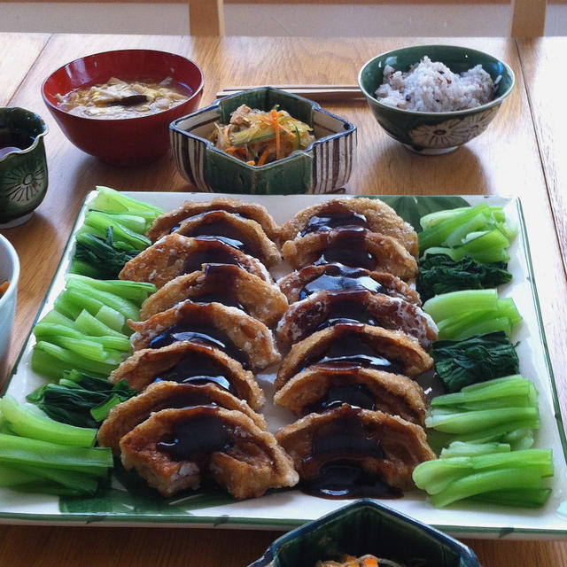 車麩と青梗菜のハーモニー