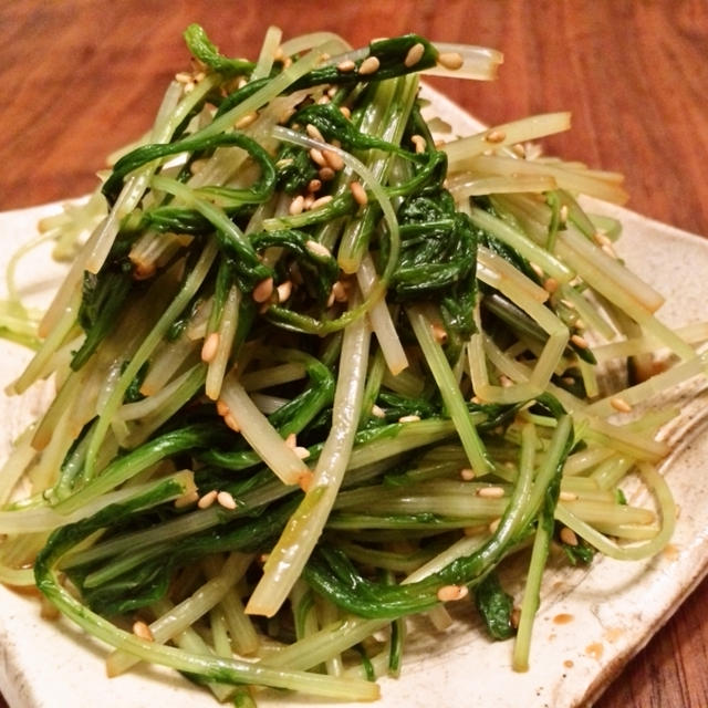 シャッキシャキの水菜を辛子醤油で「水菜のお浸し」