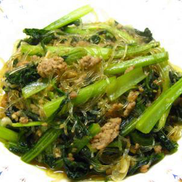 “小松菜とひき肉でプルコギ風”