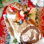 今年のXmasケーキ『ブッシュドノエル』、手作りXmasカード