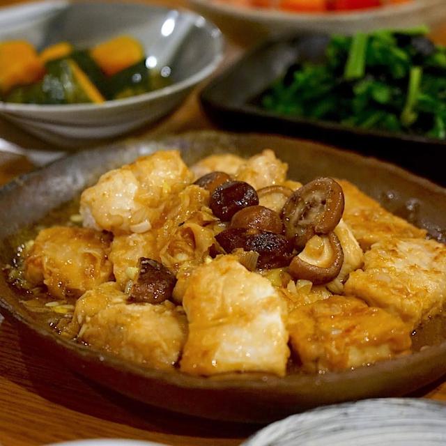 きのうの献立メモ。メカジキとしいたけの甘酢玉ねぎソース定食（2021.3.4）