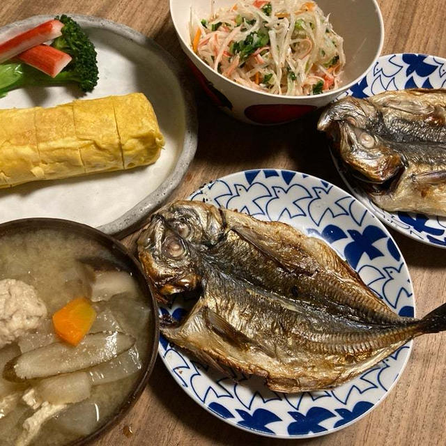あじの開き夕食♪
