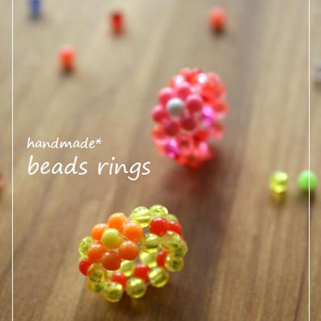 handmade*１００円のビーズセットde子ども用リング♪