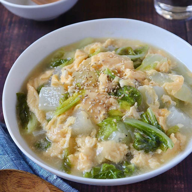 食感がたまらない！【白菜大根のとろ玉白だし煮】床暖房と猫