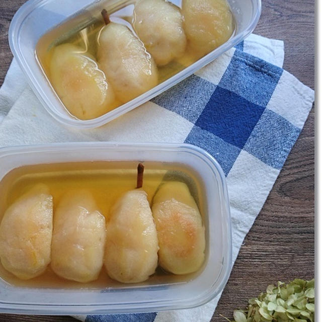 洋梨のコンポートと林檎のセミドライ作りと骨しゃぶり(笑)