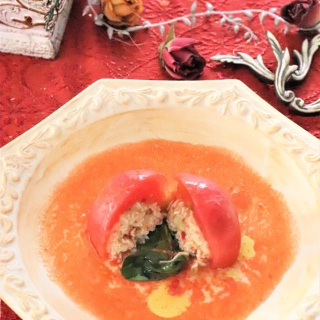 【魚菜レシピ】蟹とトマトのビューティーファルシー☆お洒落なクリスマスに
