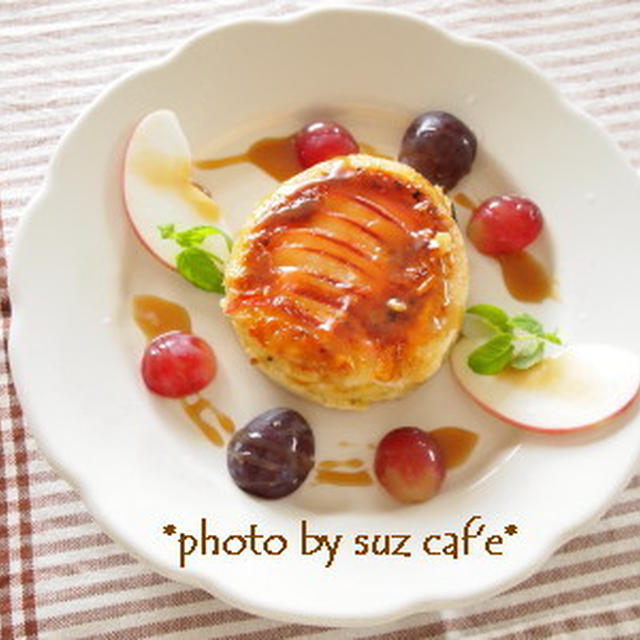 あこ酵母 de　りんごとクリームチーズの豆乳ケーキ朝食。。。