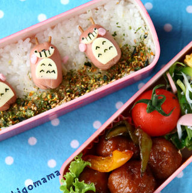 可愛い！！トトロウインナー弁当ときっとスキになる八つ橋データ。