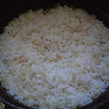 湯立てで白米（９７８）。。。宮城県栗っこ栗原産特別栽培米やまのしずく・白米（あいざわ米店）と茨城県産うまかっぺコシヒカリ玄米・新米（あいざわ米店）