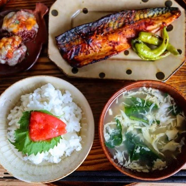 明太子ご飯とコンビーフ椎茸のチーズ焼き