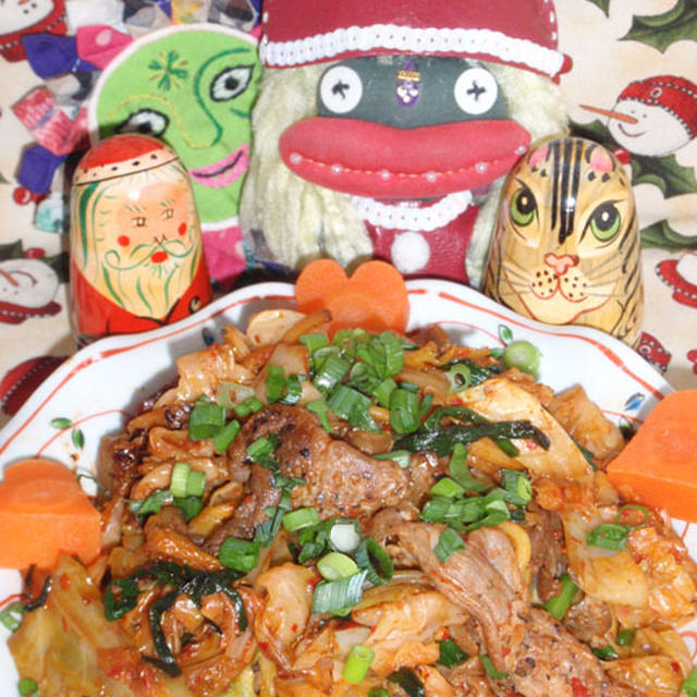 年越しの豚キムチ焼きそば＆大葉の浅漬けetc.（お家カフェ）