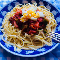 バリラのポモドーロでトマトと卵のパスタ