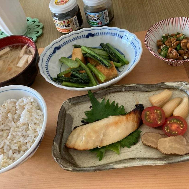 小松菜と厚揚げ炒め(レシピ有)が美味しかったお昼ご飯