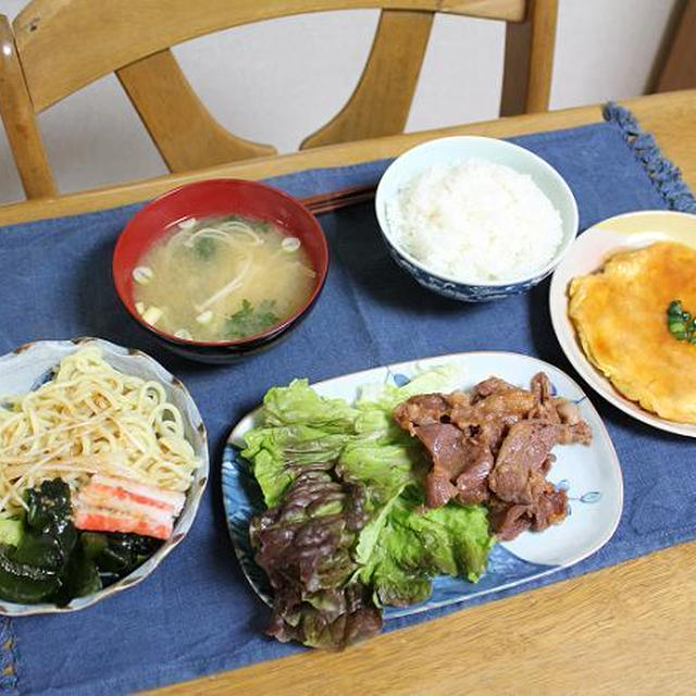 ジンギスカンとかに玉とらーめんサラダでうちごはん（レシピ付）と東北・関東大地震後のスーパー