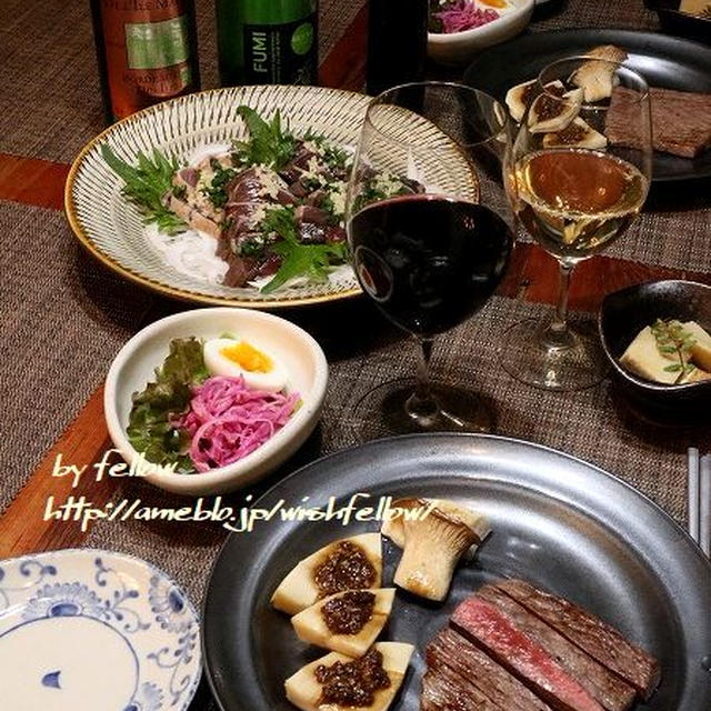 ◆カツオのたたきに牛ステーキでおうちごはん♪～ゆるやか糖質制限♪