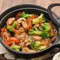 ララミーフライパンで簡単「鶏もも肉と彩り野菜の甘辛煮」
