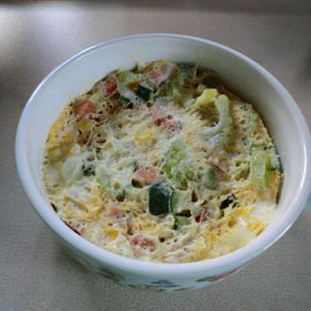 お手製冷凍ミックス野菜でキッシュ　電子レンジで簡単朝食