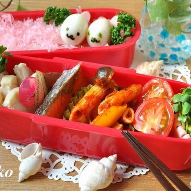 鶏ハムとペンネとアザラシちゃんのお弁当♪