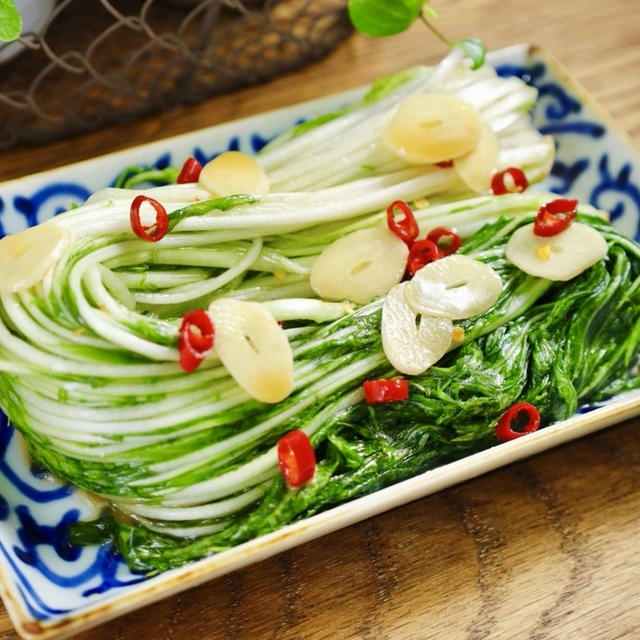 まるごとちゅるちゅる！【水菜のピリ辛浅漬け】