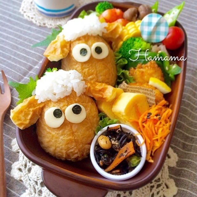 お稲荷で♡ひつじのショーンのお弁当♡主人のお弁当♡話題入り