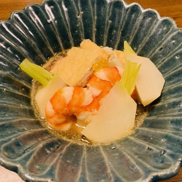 蕪と海老・油揚げの炊いたん
