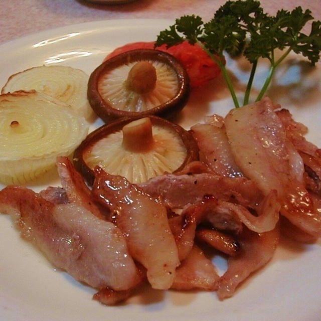 焼き野菜と豚肉のガーリック塩焼き