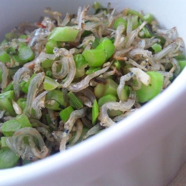冬菜の茎とじゃこの炒め物