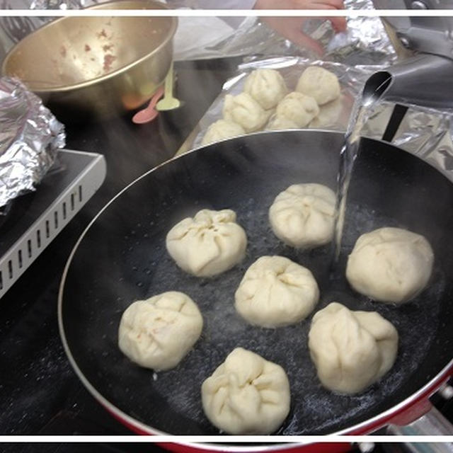 フライパンで肉まん講習会＆デザートの杏仁豆腐のレシピ♪